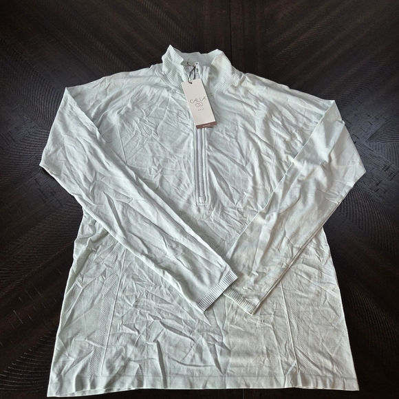 CALIA Seamless Golf Quarter-Zip Pullover Mint Candy Women's Large New Texas - Picture 2 of 12